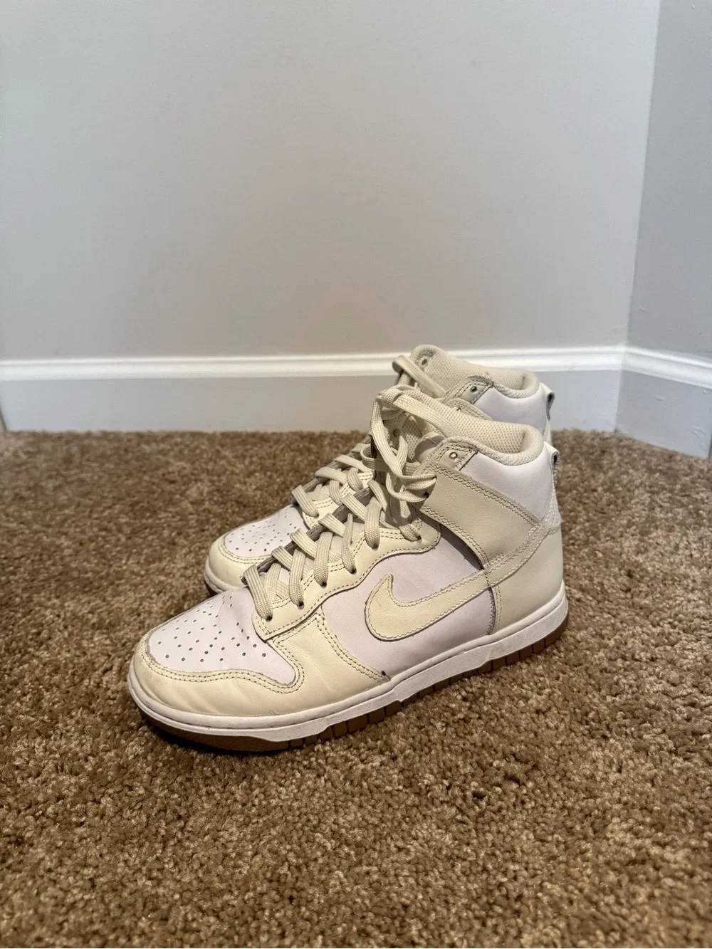 Nike High-Top Sneakers in Cream and White